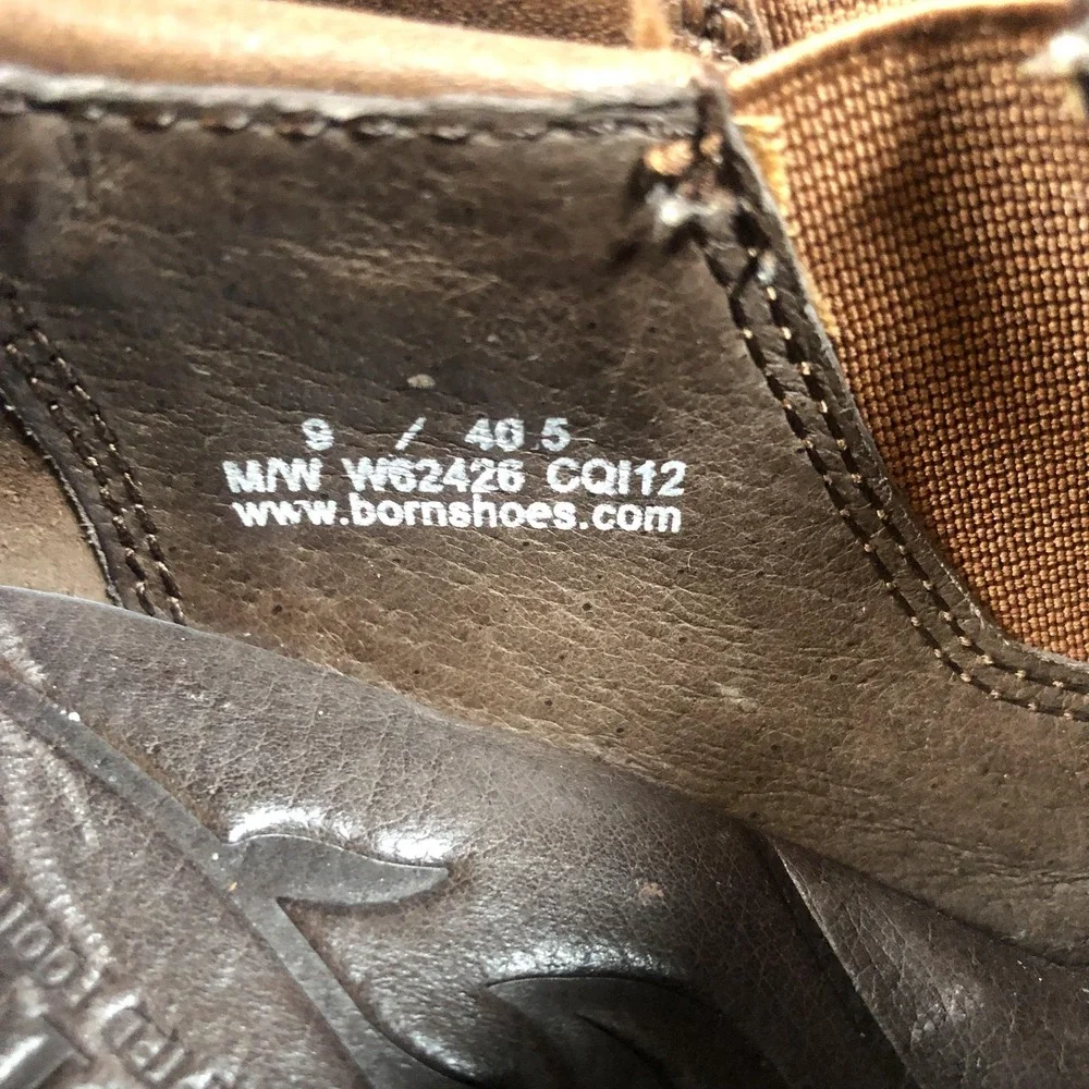 Born‎ Ankle Booties Womens 9 Brown Leather Zip Cone Heel Casual Boots W62426